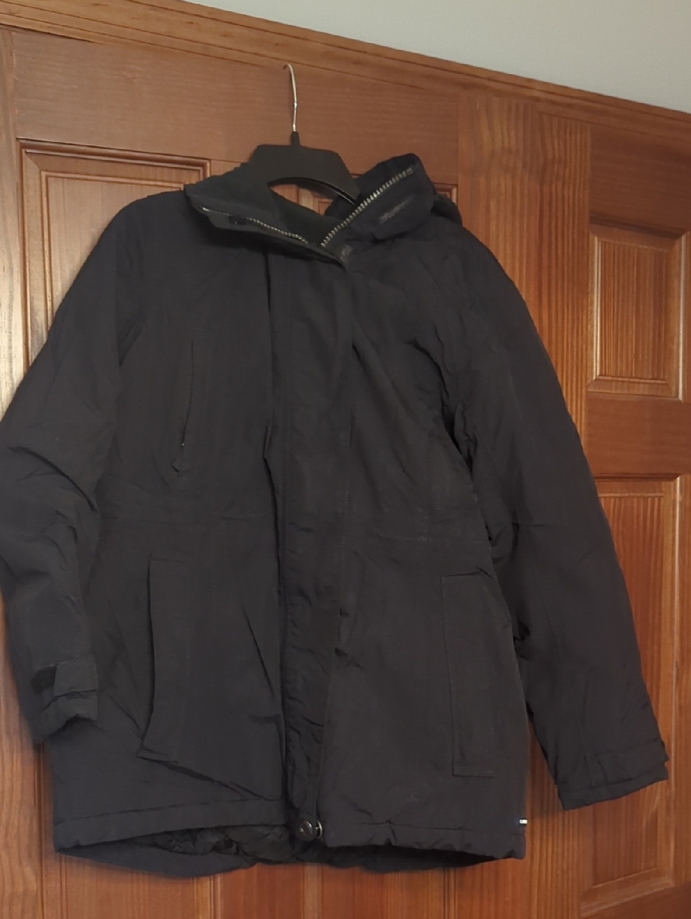 Lands' End Black Hooded Military-Style Field Coat
